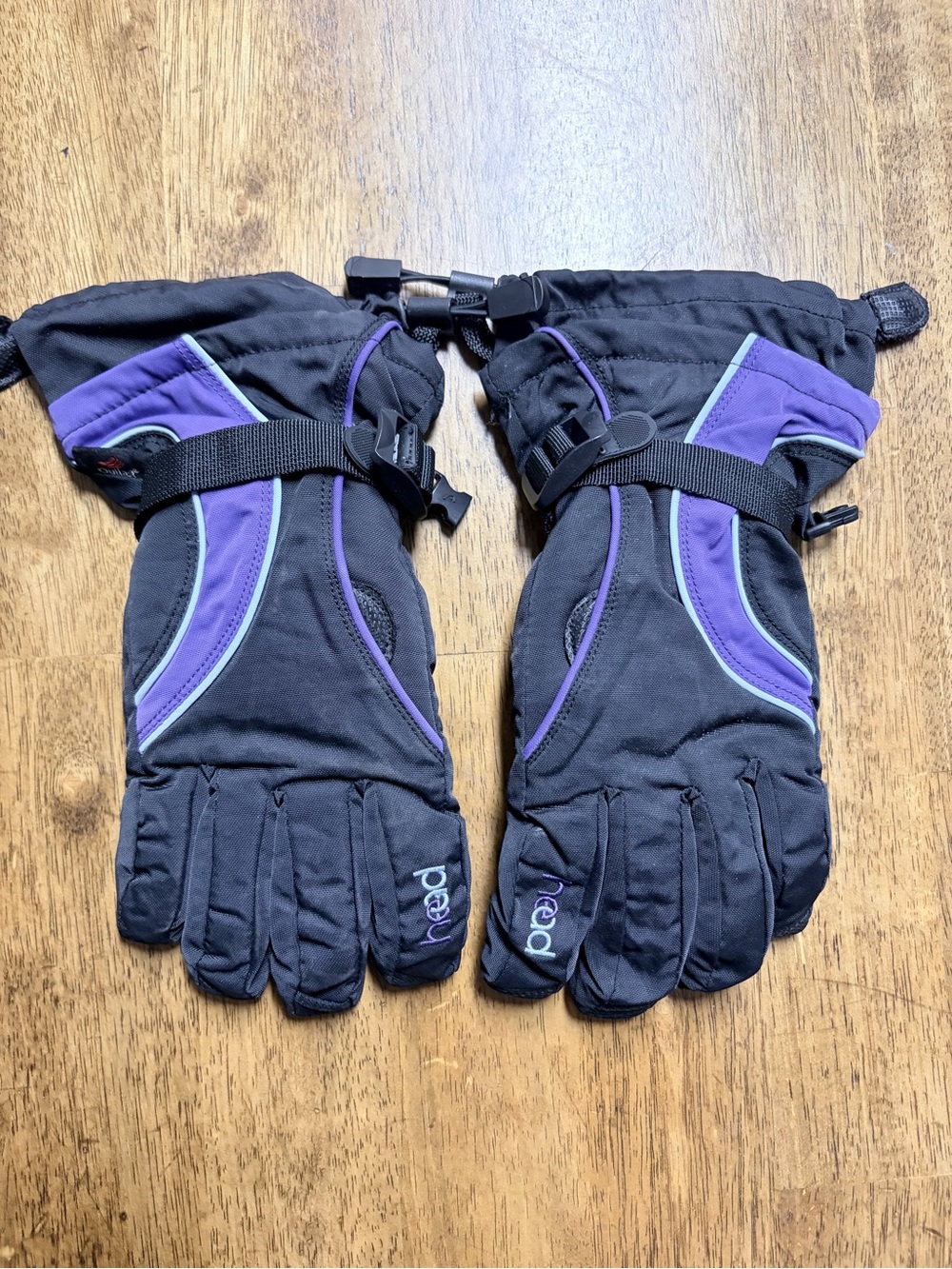 Black and Purple Winter Ski Gloves Xlarge Youth